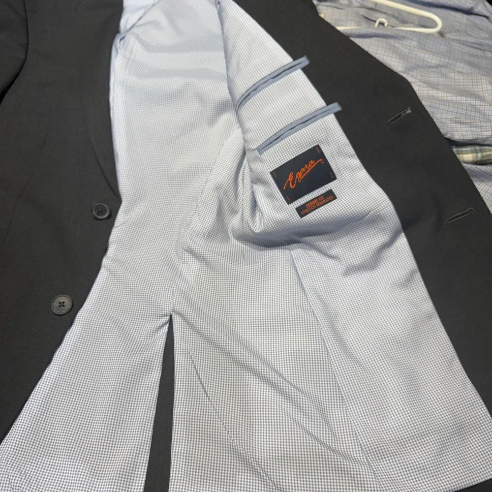 Egara Blazer Mens 38 Long Charcoal Grey Skinny Fit Stretch TwoButton Suit Jacket